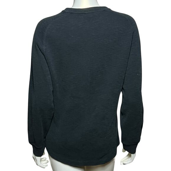 Eddie Bauer Black Cotton Blend Long Sleeve Crew Neck Thermal Raglan Size M - Picture 3 of 8